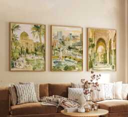 Set Of 3 Baghdad Posters, Middle Eastern City Wall Art, Travel Print Set, Modern Architecture Artwork, Urban Home Decor, Warm Tone Style - thumbnail 1
