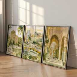Set Of 3 Baghdad Posters, Middle Eastern City Wall Art, Travel Print Set, Modern Architecture Artwork, Urban Home Decor, Warm Tone Style - thumbnail 3