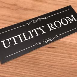 Utility Room Door Sign Black & White Acrylic, Elegant Design - thumbnail 4