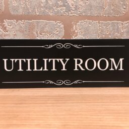 Utility Room Door Sign Black & White Acrylic, Elegant Design - thumbnail 3