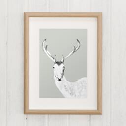 Deer Illustration Light Green Background , Kids Illustration, Animals Wall Decor, Room Print A4 21x30, Art - thumbnail 2