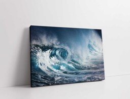 Rolling Waves Crashing Canvas Picture Print. Ocean Picture, Deep Blue Colours - thumbnail 1