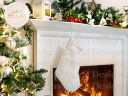 Personalised White Faux Fur Fluffy Christmas Stocking With Glitter Name in Silver, Rose Gold, Gold - thumbnail 1