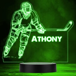Ice Hockey Player Skates Sports Fan Personalised Gift Multicolour Night Light - Bedroom Lamp - thumbnail 1