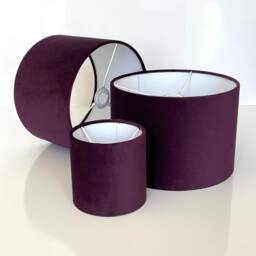 New High Quality Upholstery Velvet Fabric Lamp Shade Pendant Light Drum Shape Plum Purple - thumbnail 2
