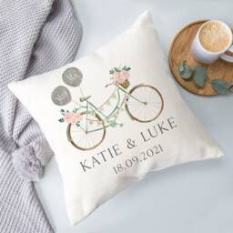 Personalised Just Married Bicycle Cushion - Wedding Gift Custom Wedding Gift - thumbnail 3