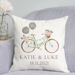 Personalised Just Married Bicycle Cushion - Wedding Gift Custom Wedding Gift - thumbnail 2