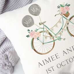 Personalised Just Married Bicycle Cushion - Wedding Gift Custom Wedding Gift - thumbnail 2
