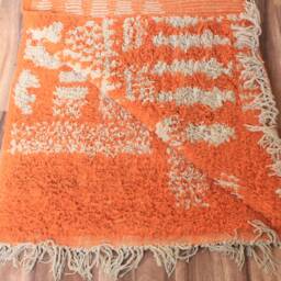 Moroccan Orange Rug, Beni Ourain Wool Berber Custom Handmade Rustic Carpet - Rug - thumbnail 4