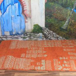 Moroccan Orange Rug, Beni Ourain Wool Berber Custom Handmade Rustic Carpet - Rug - thumbnail 3