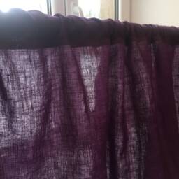 Purple Linen Curtain Panel Stone Wash Custom Drapes - thumbnail 2