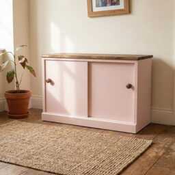storage Cabinet With Sliding Doors & Adjustable Shelves - Small Cupboard Shelving Unit - thumbnail 3
