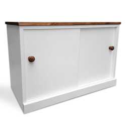 storage Cabinet With Sliding Doors & Adjustable Shelves - Small Cupboard Shelving Unit - thumbnail 2