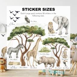 Watercolor Safari Animals Wall Decals Peel & Stick Nursery Decor - thumbnail 3