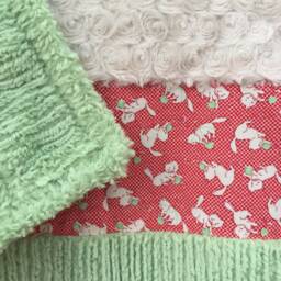 Handmade Modern Baby Minky Blanket Playful Kittens Green Pink - thumbnail 3