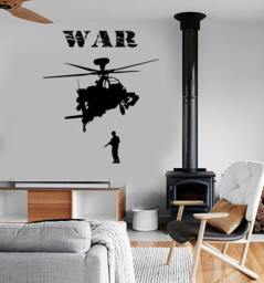 Wall Vinyl Soldier Marine Helicopter War Guaranteed Quality Decal Mural Art 1655Dz - thumbnail 1