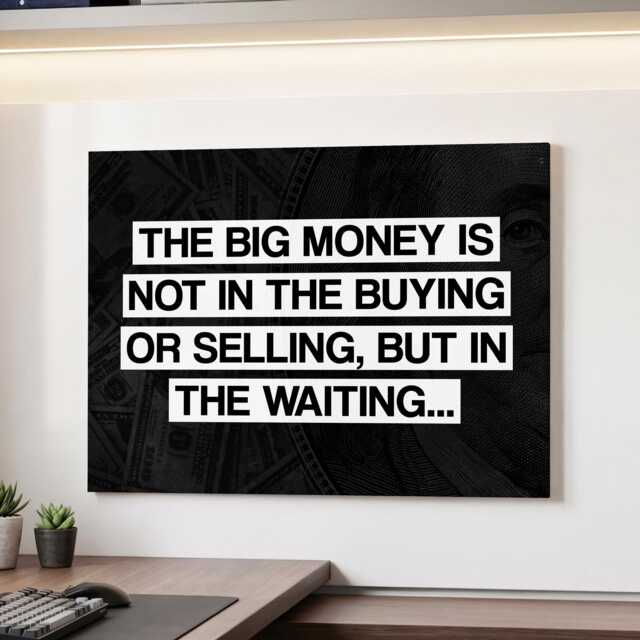 The Big Money Trading Stocks Finance Motivational Inspirational, Framed Canvas Wall Art Poster Print, Home Office & Room Decor, Gift Idea - image 1