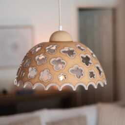 Ceramic Pendant Light, Stoneware Handmade Unique Ceiling Lamp Pottery Hanging Lampshade