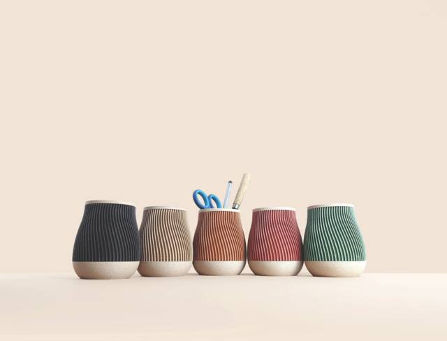 Pencil Pot in Recycled Wood Fiber, 3D Printing, Idea For Office Accessory, Office Storage & Decoration, Scandinavian Design, Gift Home - image 1