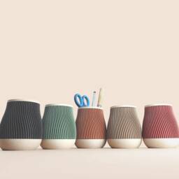 Pencil Pot in Recycled Wood Fiber, 3D Printing, Idea For Office Accessory, Office Storage & Decoration, Scandinavian Design, Gift Home - thumbnail 3
