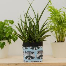 Raccoon Print Fabric Plant Pot - Waterproof Textile Planter