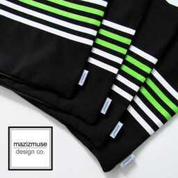 Modern Black & White Outdoor Sunbrella Pillow Cover With Lime Green Stripes, Decorative Striped Cushions For Patio, Pool Loungers, Mazizmuse - thumbnail 1