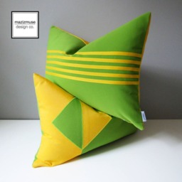 Modern Black & White Outdoor Sunbrella Pillow Cover With Lime Green Stripes, Decorative Striped Cushions For Patio, Pool Loungers, Mazizmuse - thumbnail 4
