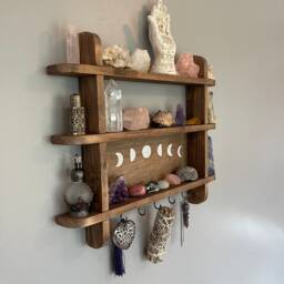 Moon Phases Crystal/Trinket Shelf, Wall Mount, Horizontal - thumbnail 2