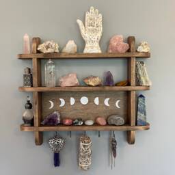 Moon Phases Crystal/Trinket Shelf, Wall Mount, Horizontal - thumbnail 1