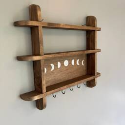 Moon Phases Crystal/Trinket Shelf, Wall Mount, Horizontal - thumbnail 3