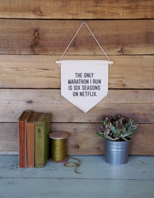 Canvas Wall Banner/The Only Marathon I Run Is 6 Seasons On Netflix/Wall Decor/Wall Art/Quote Art - image 1