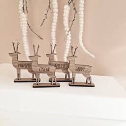 Christmas Table Place Name Reindeer Personalised Wooden Decoration Scandi Hygge Style - thumbnail 3