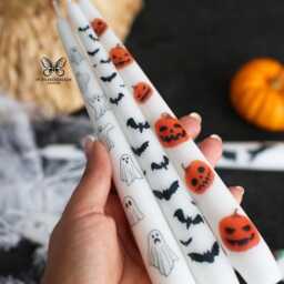 Pumpkin Candle, Halloween Candle, Halloween Decoration, Halloween Centre Piece, Halloween Taper Candle, Zumbie Candle, Spider Candle - thumbnail 3