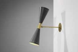 Modern Italian Sconce Large Black Diabolos Tuba Light Fixture Stilnovo Style Wall Lamp Interior Luxury Home - thumbnail 1