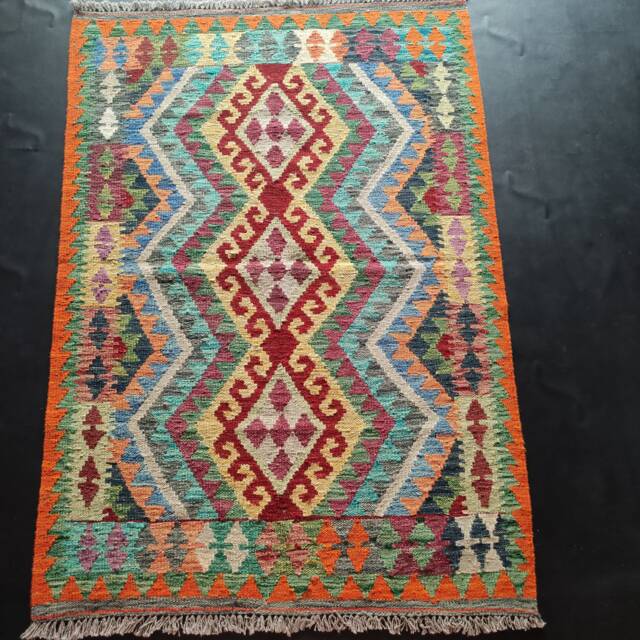 Kilim Rug Tribal, Handmade Artisan Afghan Turkish Aztec Geometric Wool 153x105 cm - image 1