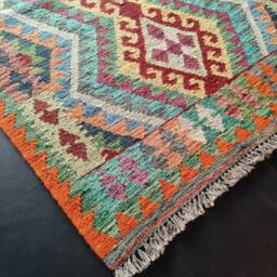 Kilim Rug Tribal, Handmade Artisan Afghan Turkish Aztec Geometric Wool 153x105 cm - thumbnail 2