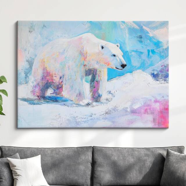 Polar Bear Abstract Oil Painting Framed Print & Canvas Large Sizes Wall Art Poster Animal Home Decor Interior Gift Idea - image 1