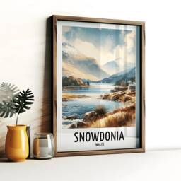 Snowdonia Travel Print - Watercolour Poster Design - Wall Artwork Wales UK Gifts Home Decor Art Gift Walking Mountain Picture - thumbnail 1