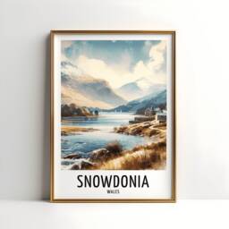 Snowdonia Travel Print - Watercolour Poster Design - Wall Artwork Wales UK Gifts Home Decor Art Gift Walking Mountain Picture - thumbnail 3