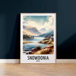 Snowdonia Travel Print - Watercolour Poster Design - Wall Artwork Wales UK Gifts Home Decor Art Gift Walking Mountain Picture - thumbnail 2