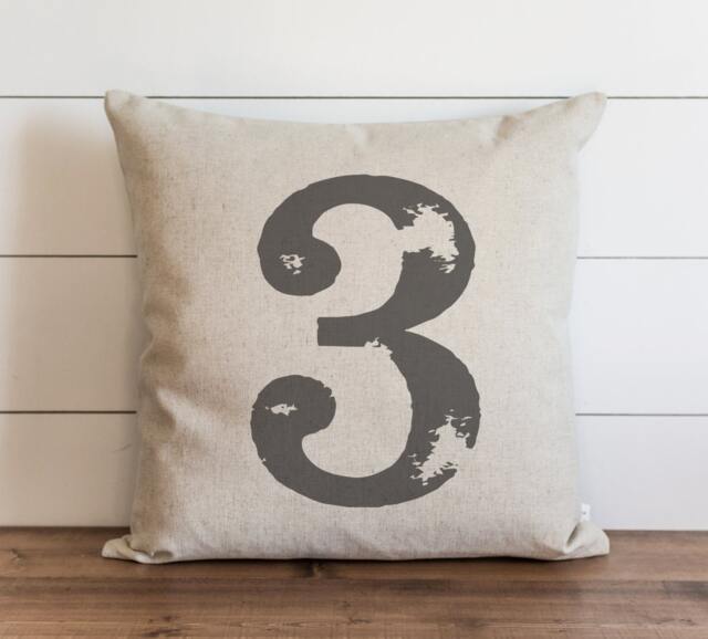 Distressed Typography 20 X Pillow Cover // Number Housewarming Gift Throw Cushion For Them Accent - image 1