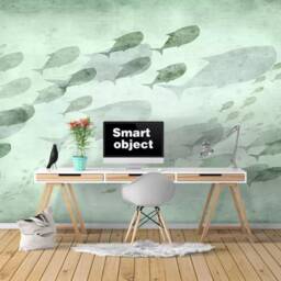 3D Fish Wallpaper, Watercolor Ocean Wall Mural, Peel & Stick - thumbnail 2