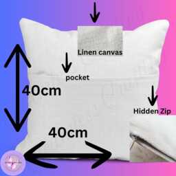 Personalised Reading Cushion With Pocket, Custom Name Linen 40x40cm, Handmade Book Lover Gift For Readers & Bookworms - thumbnail 3