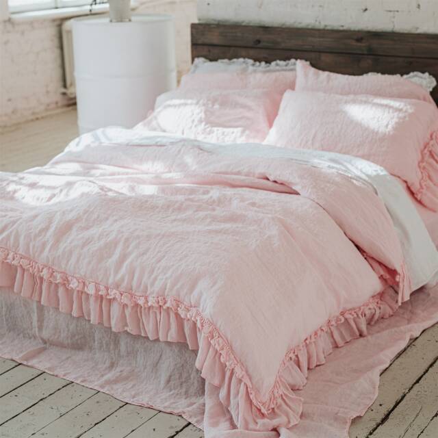Linen Duvet Cover, Linen Ruffle Sham, Queen, King, Twin, Full, Custom Size Mooshop - image 1