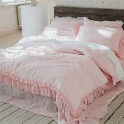 Linen Duvet Cover, Linen Ruffle Sham, Queen, King, Twin, Full, Custom Size Mooshop