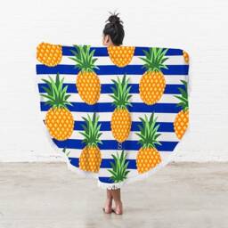 Personalized Beach Towel - Circular Pineapple Print Gift For Her Vacation Girls Trip Custom - thumbnail 2