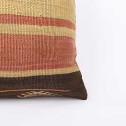 Vintage Turkish Kilim Pillow Cover Handwoven Wool Cushion - 16x16 - thumbnail 2