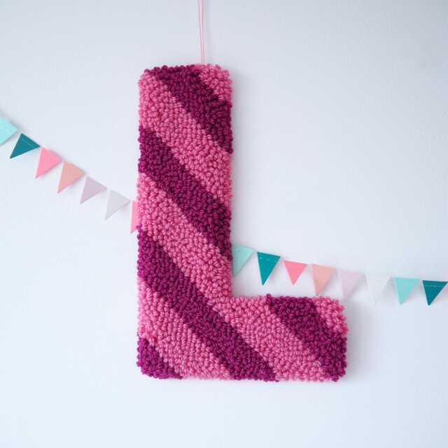 Raspberry & Pink Stripe Custom Letter Nursery Wall Hanging - image 1