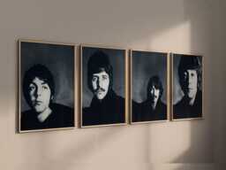 The Beatles Set Of 4 Canvas/Art Prints Framed Wall Art, High Quality Autographed Vintage Poster, Music 1960's - thumbnail 1