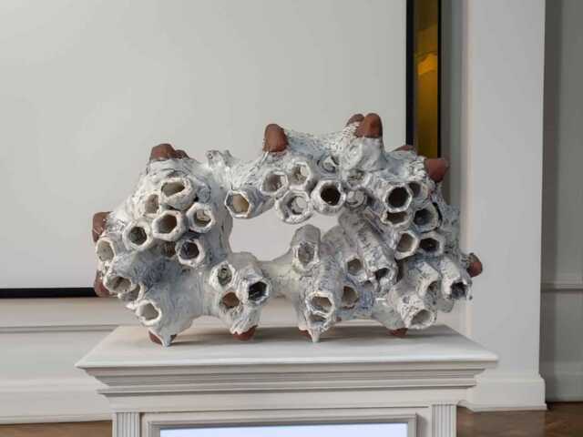 Abstract Ceramic Sculpture Arctic Sea Cucumber Fossil Decor. Sculpture Installation. Wabi-Sabi Ceramics. Crafts Sculpture - image 1